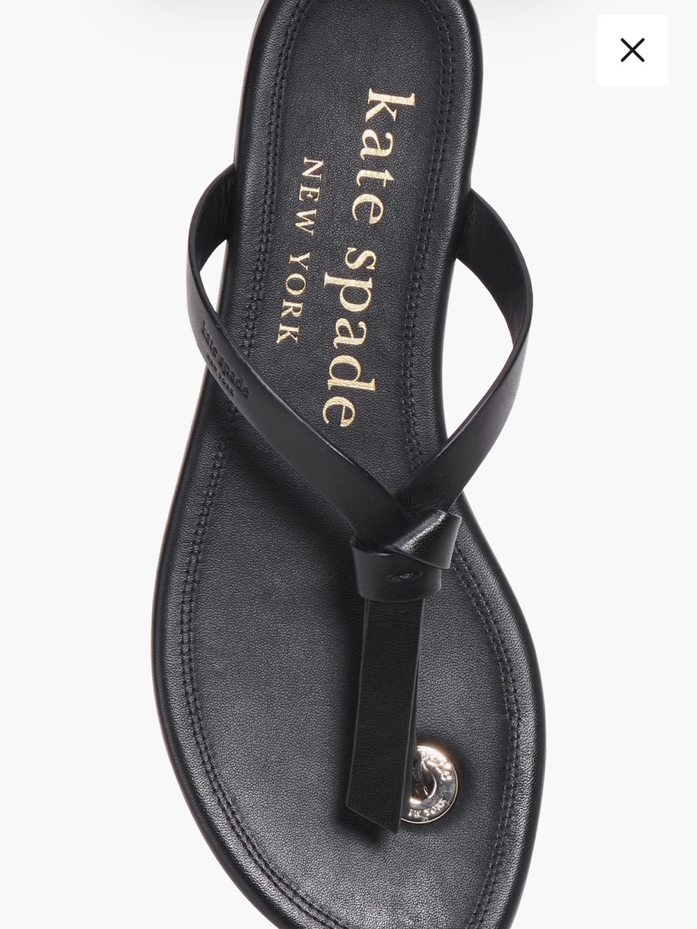 Kate Spade Knott Slide Sandals Black Leather Flip Flops Size 8 NWOB Vacation